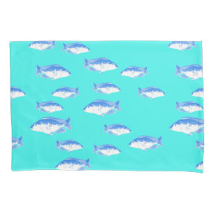 Blauer Fisch auf Türkis Kissenbezug