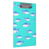 Blauer Fisch auf Türkis Klemmbrett (Rechts)