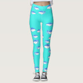 Blauer Fisch auf Türkis Leggings (Vorderseite)