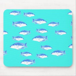 Blauer Fisch auf Türkis Mousepad