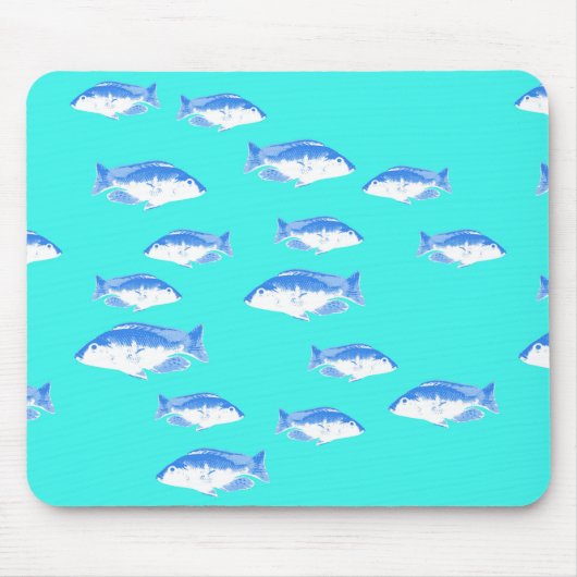 Blauer Fisch auf Türkis Mousepad (Vorne)