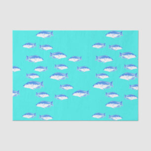 Blauer Fisch auf Türkis Seidenpapier