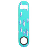 Blauer Fisch auf Türkis Speed Flaschenöffner (Vorderseite)