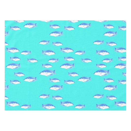 Blauer Fisch auf Türkis Tischdecke (Vorderseite (Horizontal))