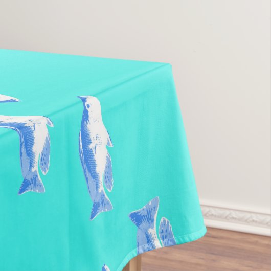 Blauer Fisch auf Türkis Tischdecke (Beispiel)