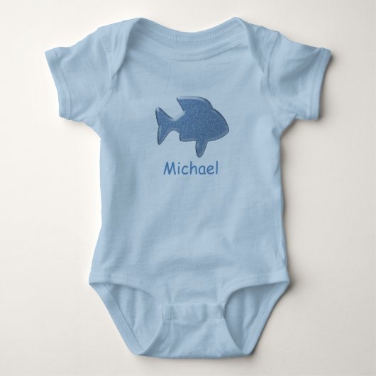 Blauer Fisch Baby Strampler (Vorderseite)