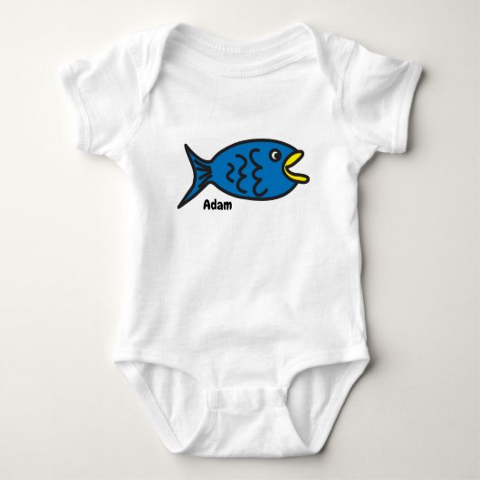 Blauer Fisch Baby Strampler (Vorderseite)