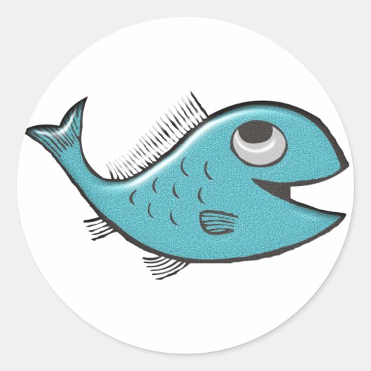 blauer Fisch blue fish Runder Aufkleber (Vorderseite)