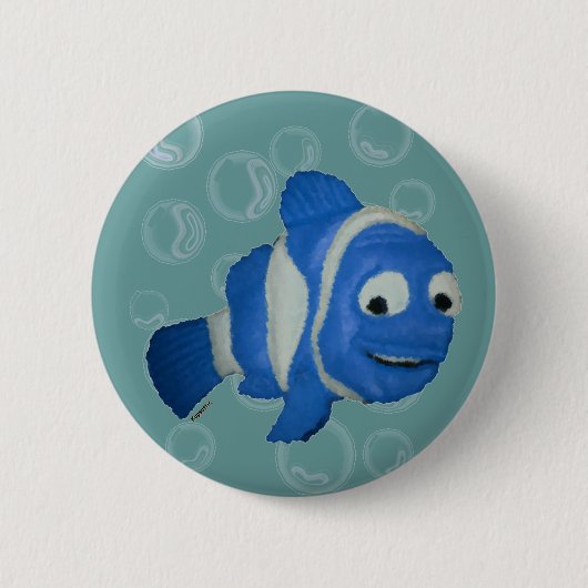 Blauer Fisch Button (Vorderseite)