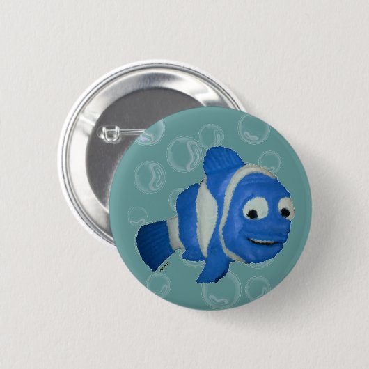 Blauer Fisch Button (Vorne & Hinten)