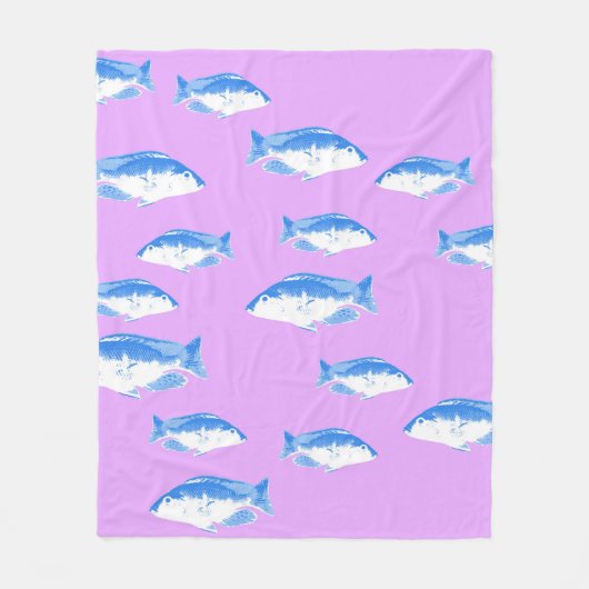 Blauer Fisch Fleecedecke (Vorderseite)