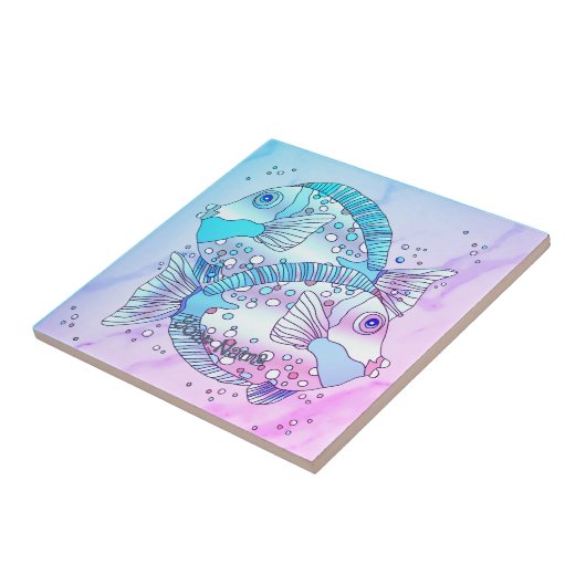 Blauer Fisch Fliese (Seite)