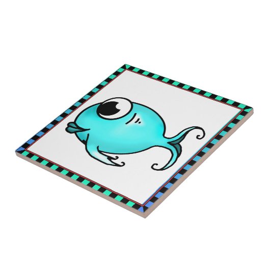 Blauer Fisch Fliese (Seite)