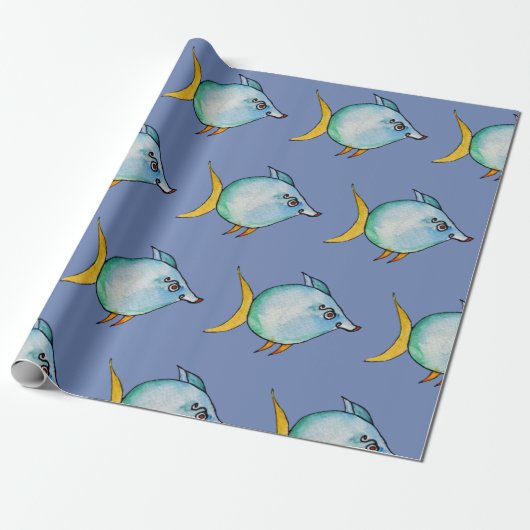 Blauer Fisch Geschenkpapier (Ungerollt)