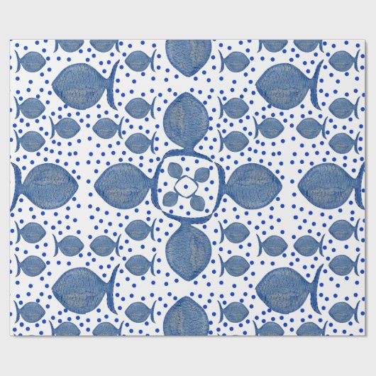 Blauer Fisch Geschenkpapier (Flach)
