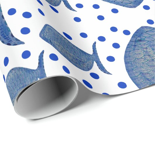 Blauer Fisch Geschenkpapier (Rolleneckpunkt)