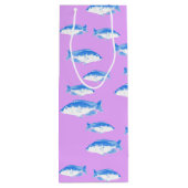 Blauer Fisch Geschenktüte Für Weinflaschen (Rückseite)