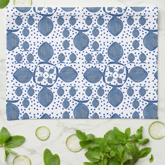 Blauer Fisch Geschirrtuch (Gefaltet)