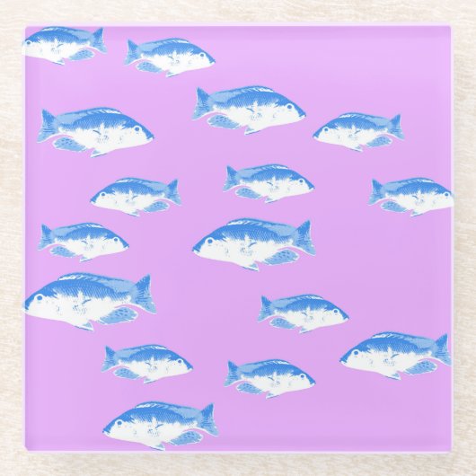 Blauer Fisch Glasuntersetzer (Vorderseite)