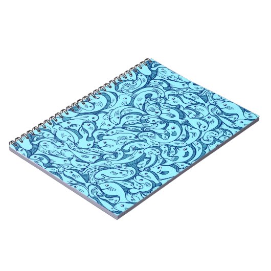Blauer Fisch im Sea Spiral-Notebook Notizblock (Linke Seite)