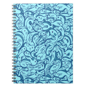 Blauer Fisch im Sea Spiral-Notebook Notizblock
