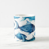 Blauer Fisch im Wasserfarben. Nautical Beach Patte Kaffeetasse (Mittel)