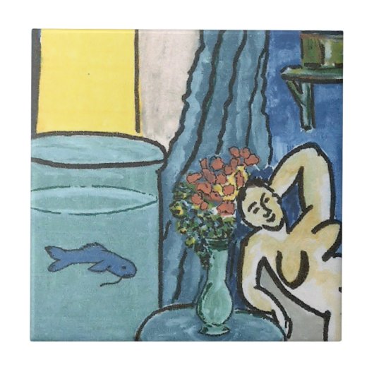 Blauer Fisch in Bowl Fliese (Vorderseite)