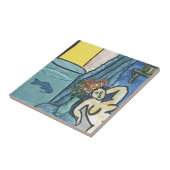 Blauer Fisch in Bowl Fliese (Seite)