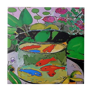 Blauer Fisch in Bowl Fliese