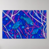 Blauer Fisch in Meeresalgen, Kunstautos Poster (Vorne)