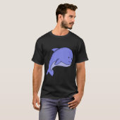 Blauer Fisch Kawaii Delfin oder Schweinswal Cartoo T-Shirt (Vorne ganz)