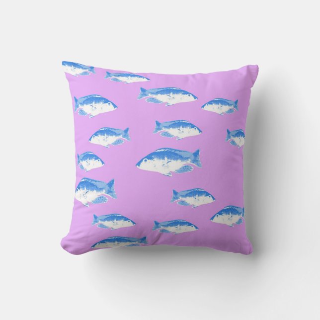 Blauer Fisch Kissen (Vorderseite)