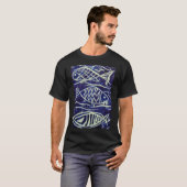 Blauer Fisch Linoldruck T-Shirt (Vorne ganz)