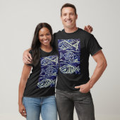 Blauer Fisch Linoldruck T-Shirt (Unisex)