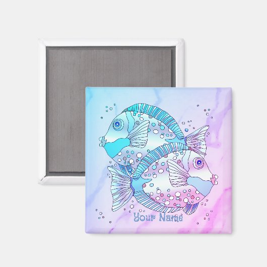 Blauer Fisch Magnet (Vorderseite/Rückseite)