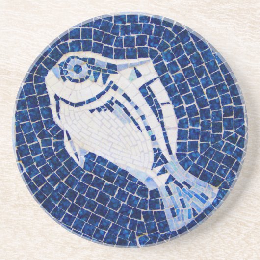 Blauer Fisch-Mosaik-Untersetzer Getränkeuntersetzer (Vorne)