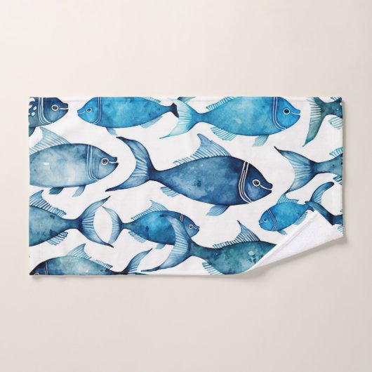 Blauer Fisch | Nautical Beach House Badezimmer Handtuch (Handtuch)