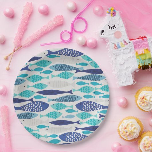 Blauer Fisch Pappteller (Party)