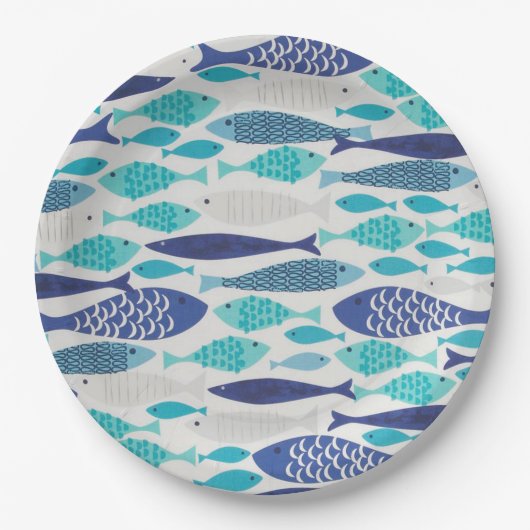 Blauer Fisch Pappteller (Vorderseite)