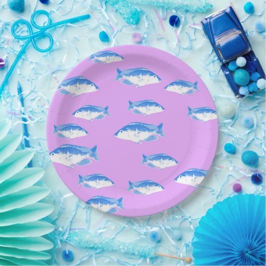 Blauer Fisch Pappteller (Party)