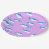 Blauer Fisch Pappteller (Schrägansicht)