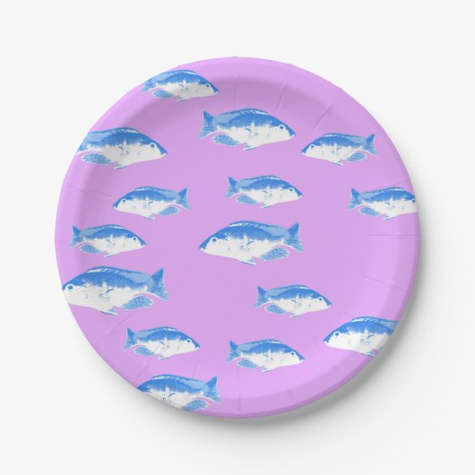 Blauer Fisch Pappteller (Vorderseite)
