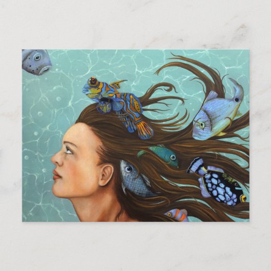 Blauer Fisch Postkarte (Vorderseite)