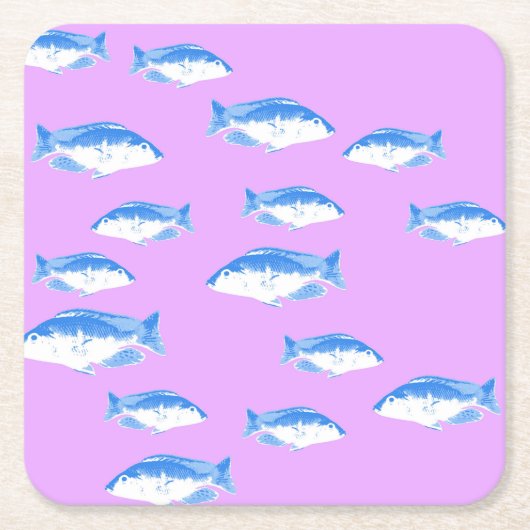 Blauer Fisch Rechteckiger Pappuntersetzer (Vorderseite)