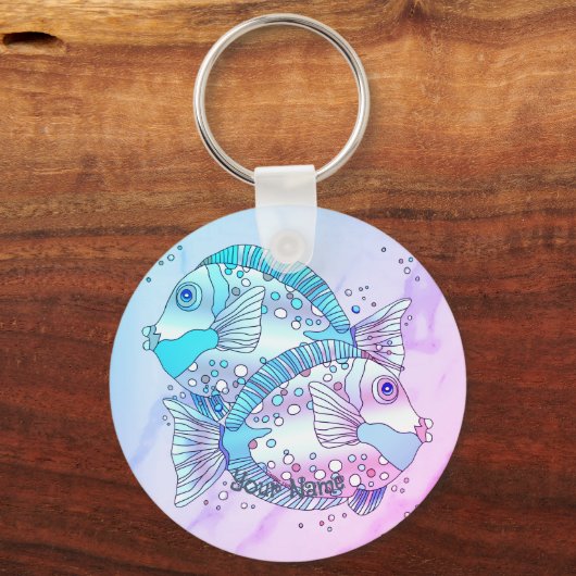 Blauer Fisch Schlüsselanhänger (Vorderseite)
