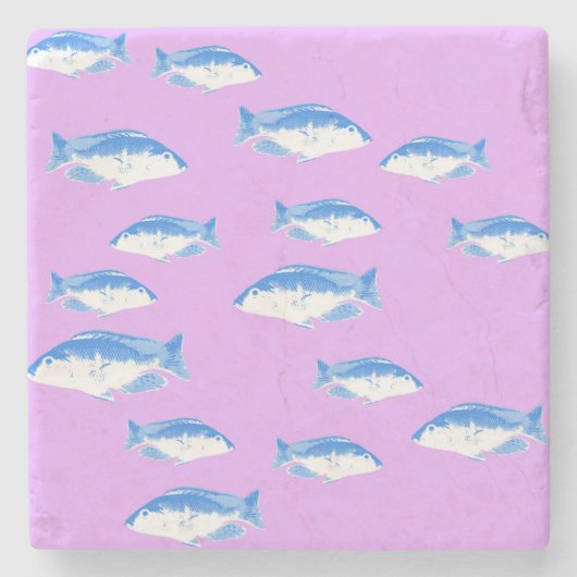 Blauer Fisch Steinuntersetzer (Vorderseite)