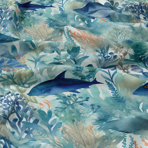 Blauer Fisch Stoff