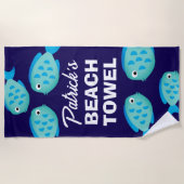 Blauer Fisch Strandtuch für Kinder mit individuell (Vorderseite)