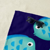 Blauer Fisch Strandtuch für Kinder mit individuell (Beispiel)
