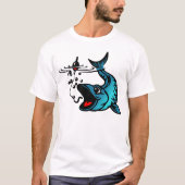 Blauer Fisch und Köder T-Shirt (Vorderseite)